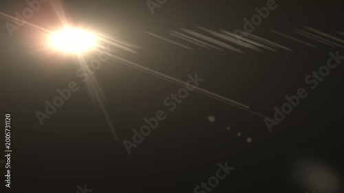 Optical flare with light rays on black background alpha chenel. shine light lens flares flickering animation overlays. white light star burst, abstract glow lens flare background.