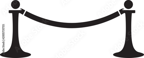 Stanchion and Rope Barrier Silhouette queue line