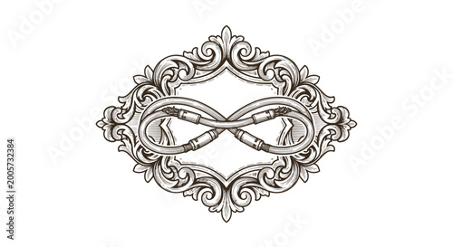 Schilderij op canvas Ornate Infinity Symbol Emblem, Vintage Engraved Decorative Flourish