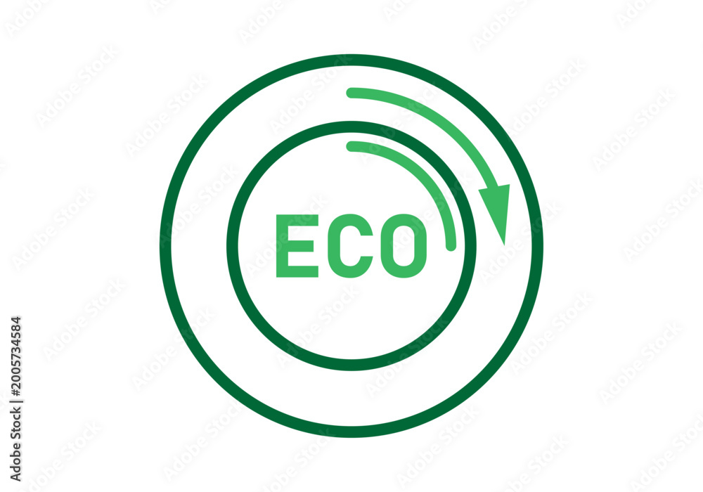 Obraz premium Símbolo circular con la palabra eco y una flecha que indica sostenibilidad y ecología