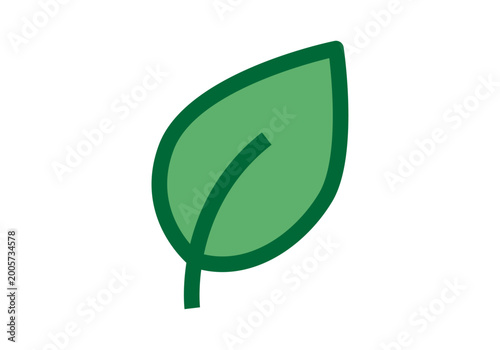 Icono de hoja verde sencilla que representa la naturaleza y la ecología