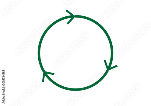 Photos Icono de tres flechas en círculo verde que simboliza el proceso de reciclaje y l