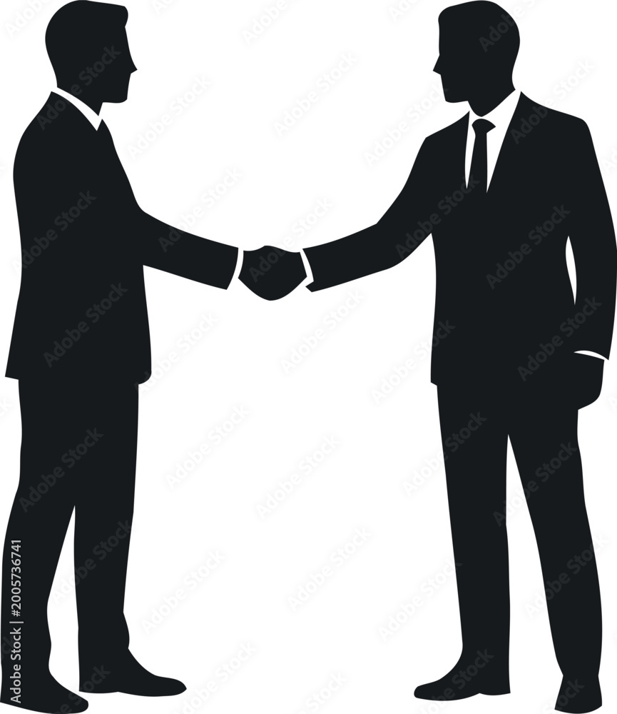 Fototapeta premium Business Handshake Silhouette of Two Partners Shaking Hands for Corporate Deal Partnership and Professional Agreement Concept