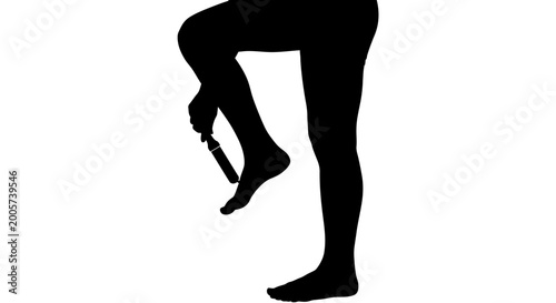 Foto leg silhouette with prosthetic foot against white background