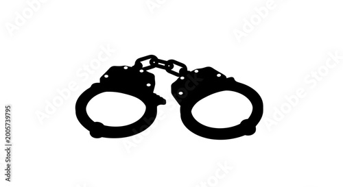 Canvastavla Handcuffs silhouette on a white background high quality