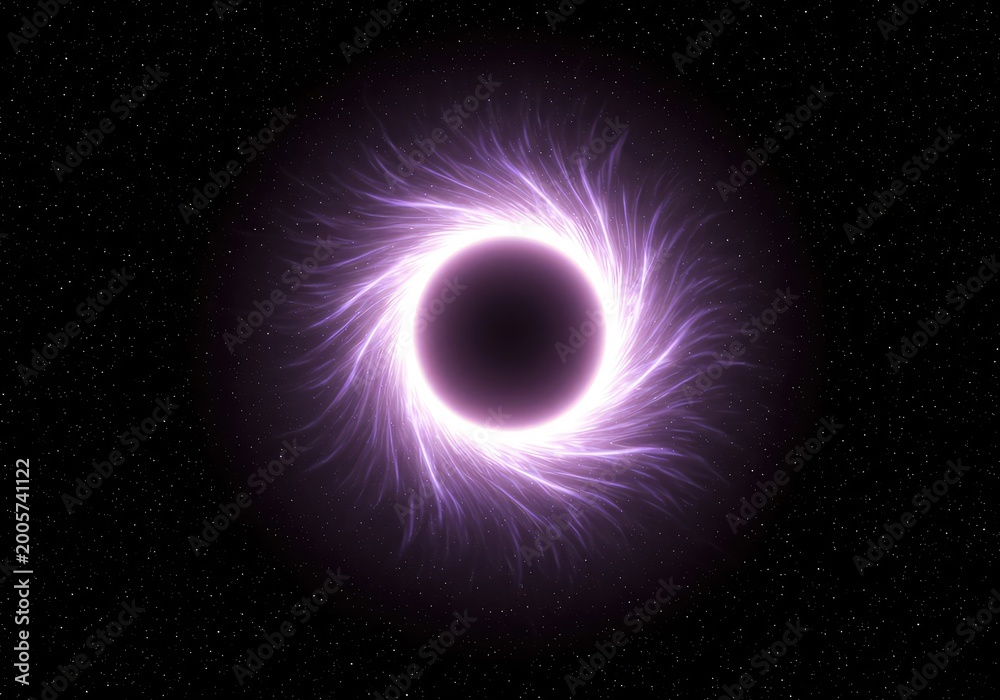 Obraz premium Intense gravitational singularity background featuring a bright, swirling vortex structure against the darkness of deep space and time, astronomy, digital, singularity