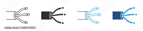 Electrical cable icon set. exposed wires and connection ends. power and wiring concept. vector illustration.
