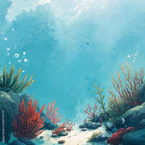 Calm Underwater Coral Seabed Background Illustration