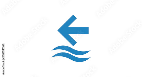 Directional arrow pointing left above water waves symbol for navigation or water flow indicator Free Download Directional arrow pointing left above water waves symbol for navigation or water flow indicator - GFXLoad