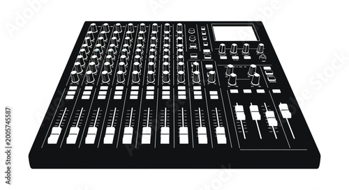 Foto audio mixer silhouette with knobs and sliders on white background high quality p
