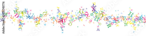 Flying latin letters. Colorful childish scattered