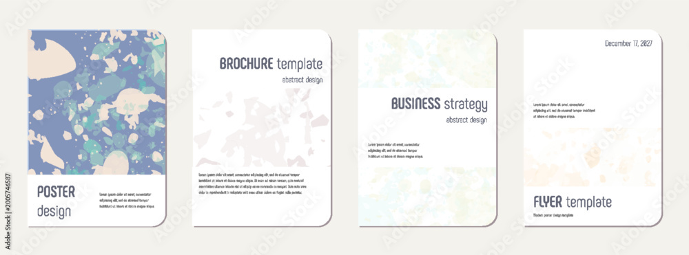 Naklejka premium School notebook cover design. Terrazzo abstract