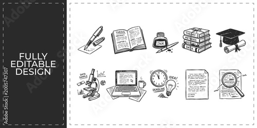 Fotografie Vintage writing and creative author office supplies icons including typewriter f