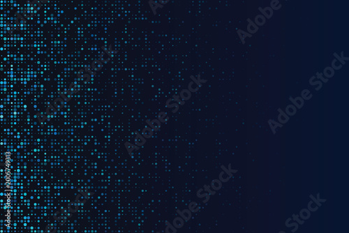 Photos Dark blue background, with scattered teal, and cyan dots, fading to black abstra