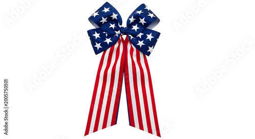 Patriotic american independence day bow stars and stripes isolated on transparent background