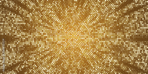 Rectangular shiny, sparkling gold sequin party background. Simple pattern for nightclub or disco. Yellow luxury wallpaper, backdrop for disco. Vector illustration