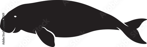 Photos Black silhouette of a manatee a simple vector illustration for marine life conse