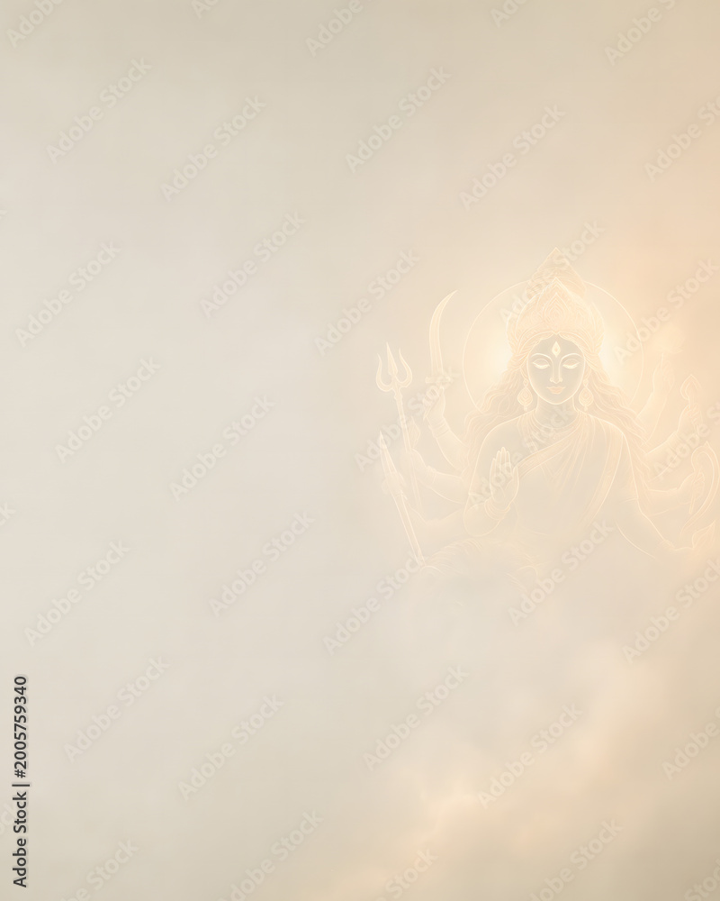 Fototapeta premium Hindu Goddess Durga Minimal Beige Background with Copy Space