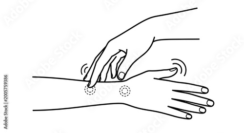 Fotografie Massage, hand therapy, acupressure, vector illustration, line art, wellness, rel