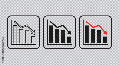 Fotografie Financial downturn icons illustrating declining trends and economic recession wi