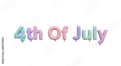 Festive 4th of july balloon text celebrating independence day with colorful balloons