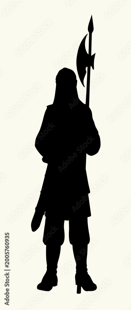 Naklejka premium Vector drawing. Old brave warrior