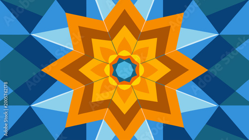 Canvas-taulu Vibrant flat vector illustration of a kaleidoscopic star pattern