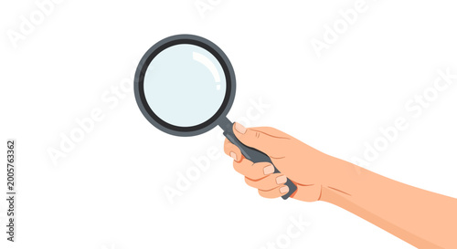 Φωτογραφία Magnifying glass, hand holding magnifier, investigation tool, search icon, vecto