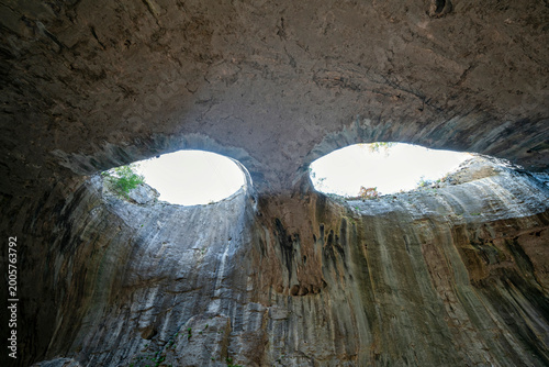 Eyes of God skylight openings Prohodna Cave Karlukovo Bulgaria