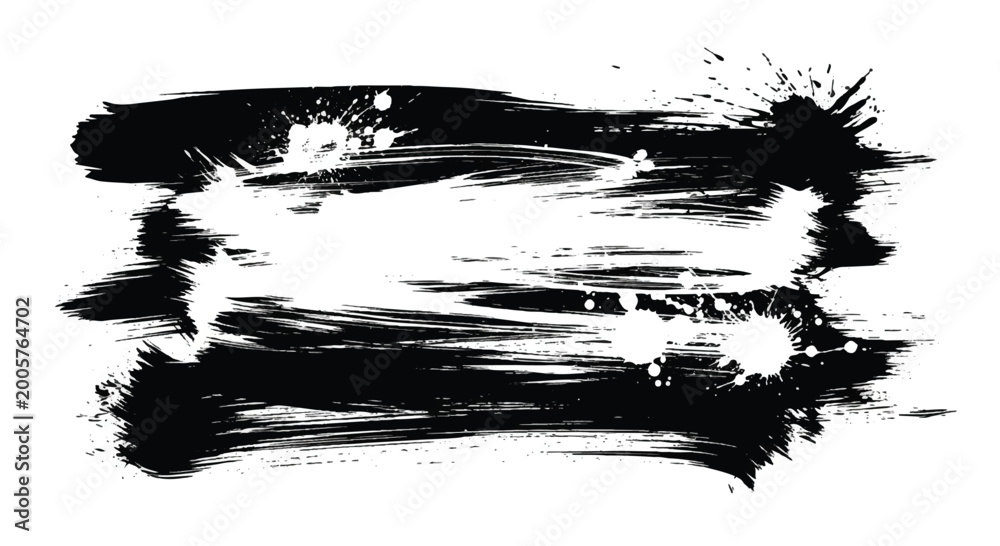 Fototapeta premium Abstract black and white brush strokes painting with bold monochrome texture. Brush strokes background. 