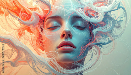 Abstract human face symbolizing mental health and healing