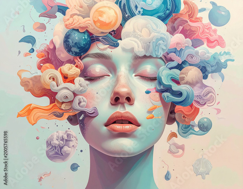 Abstract human face symbolizing mental health and healing