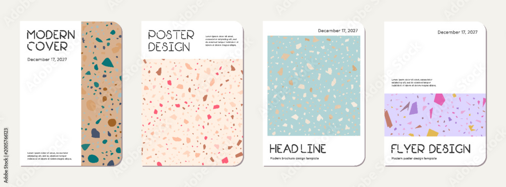 Naklejka premium Brochure cover design. Terrazzo abstract