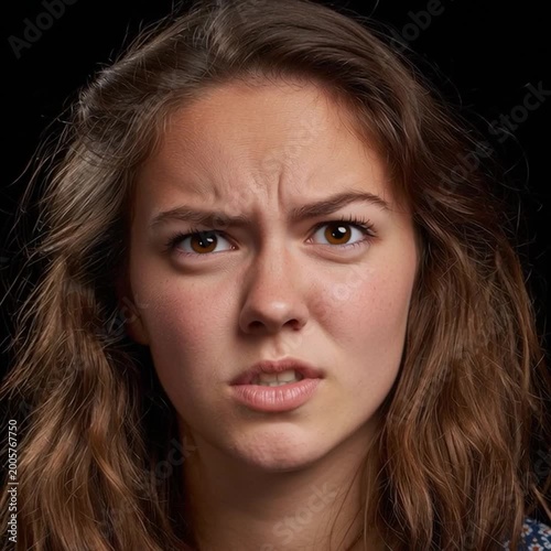 Expression of disappointment captured in portrait.