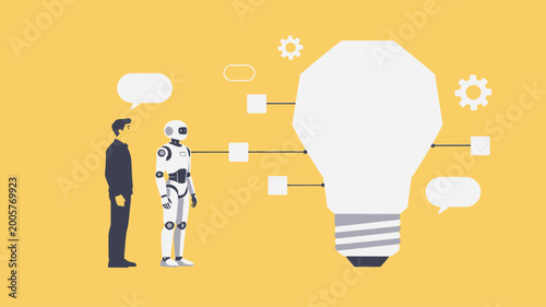 Photos Conceptual Illustration of Human-AI Synergy, Brainstorming, and Idea Generation