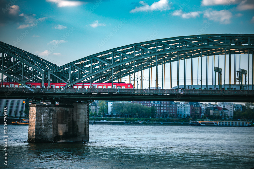 Fototapeta premium People Enjoying Cologne Riverside, Germany