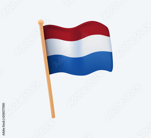Official national flag of the Netherlands waving on pole. 3D vector illustration of the Dutch tricolor with red, white Free Download Official national flag of the Netherlands waving on pole. 3D vector illustration of the Dutch tricolor with red, white - GFXLoad
