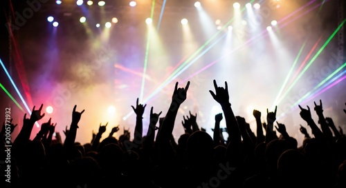 Enthusiastic Crowd Cheering at Live Music Concert