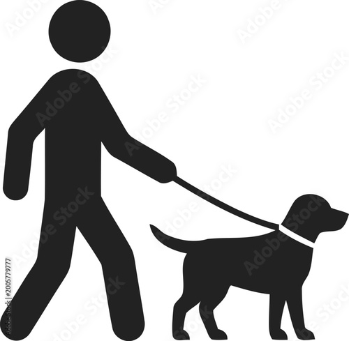 Bild auf Leinwand Walking a dog silhouette a simple icon of pet ownership and leisure