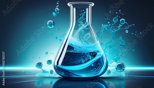 abstract lab flask with blue liquid and chemistry blue liquid chemistry background science background chemical background background science chemistry