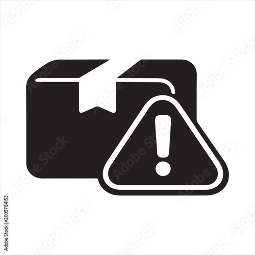 Package Alert Icon, Delivery Warning and Damaged Shipment Symbol, Logistics Vector