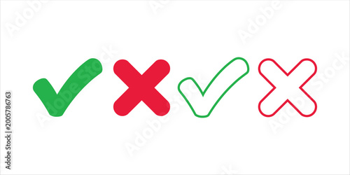 Green check mark and red cross mark icon