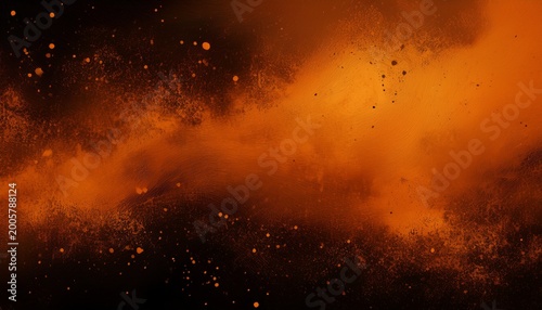 abstract dynamic orange and black background grunge background with texture of particles and spots orange gradient