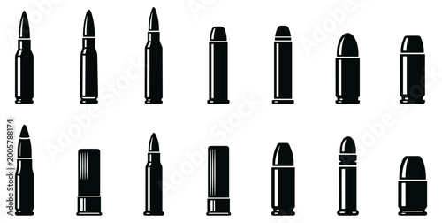 Foto black silhouette rifle and pistol bullets collection vector illustration on tran