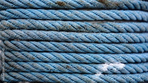 worn blue rope texture as a background