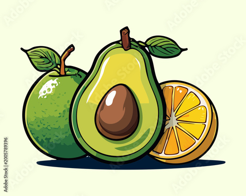 Fotografie Trio of citrus fruits including orange lime and grapefruit for a zesty and healt