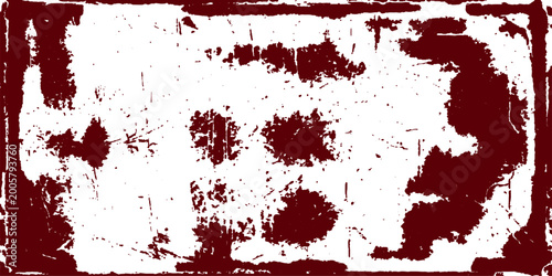 An abstract red grunge background featuring a vector art design with blood-like ink splatters, paint stains, and a dirty paper texture perfect for a decorative Christmas card backdrop or banner