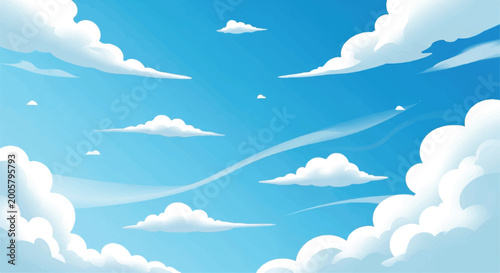 Canvastavla Bright blue sky with fluffy white clouds