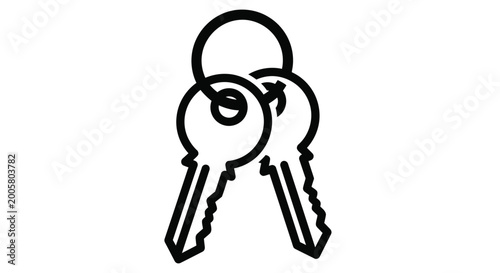 keys with key ring in black line art on white background