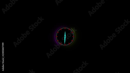 Clock spinning, watch animation on transparent background with alpha channel. Clock icon flat style 24 hours day and night fast speed with moving timer clock rotation